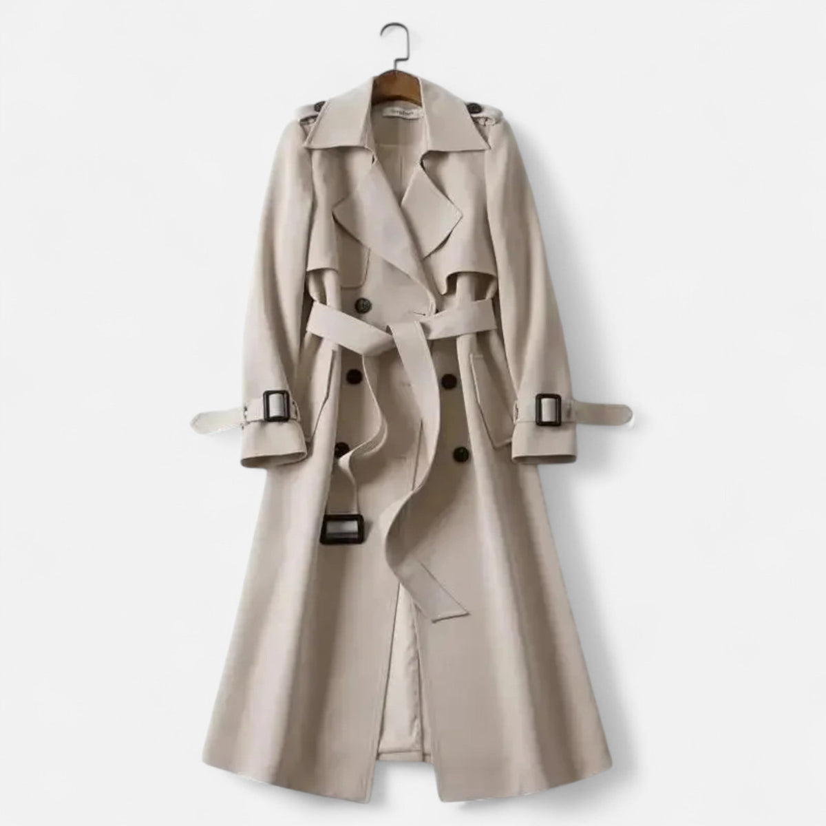 Women's Classic Longline Over-Knee Coat in Beige