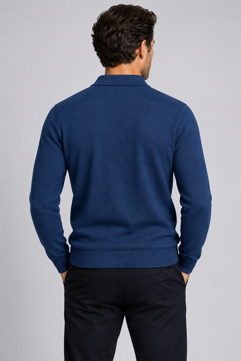 Men's Knitted Polo Jumper – Merino Wool & Cashmere Smart Jumper