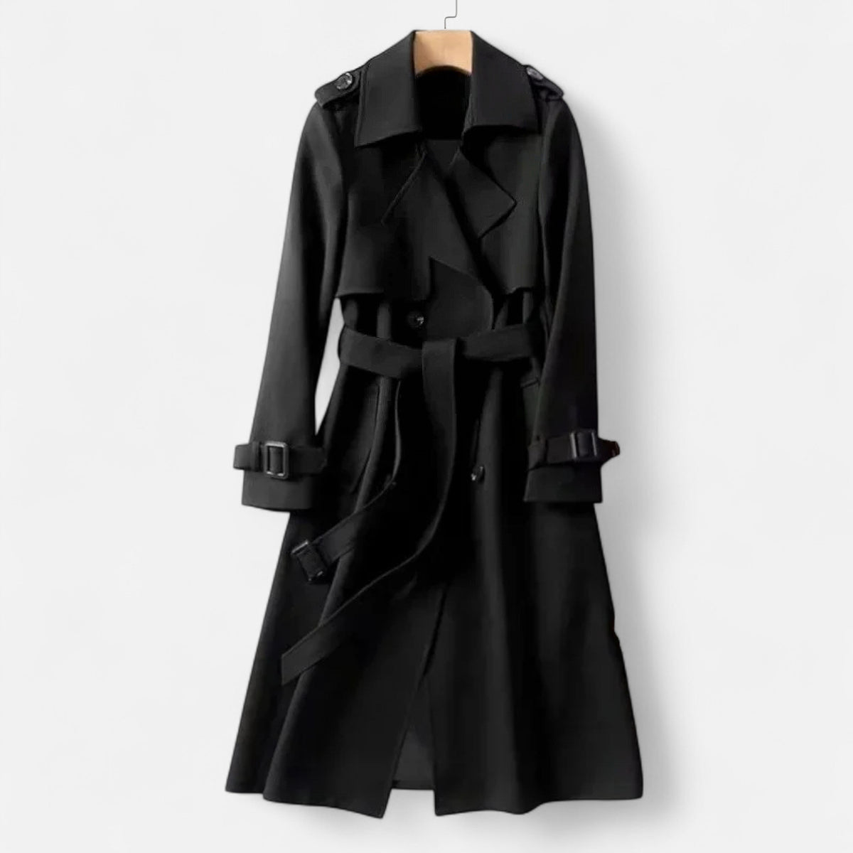 Women's Classic Longline Over-Knee Coat in Black