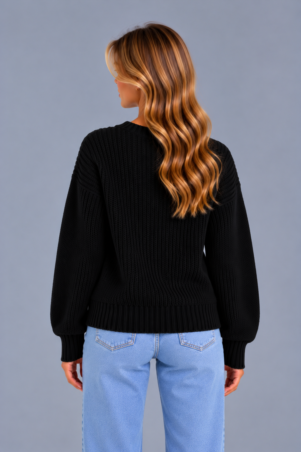 Women's Chunky Ribbed Cardigan – V Neck Button Front