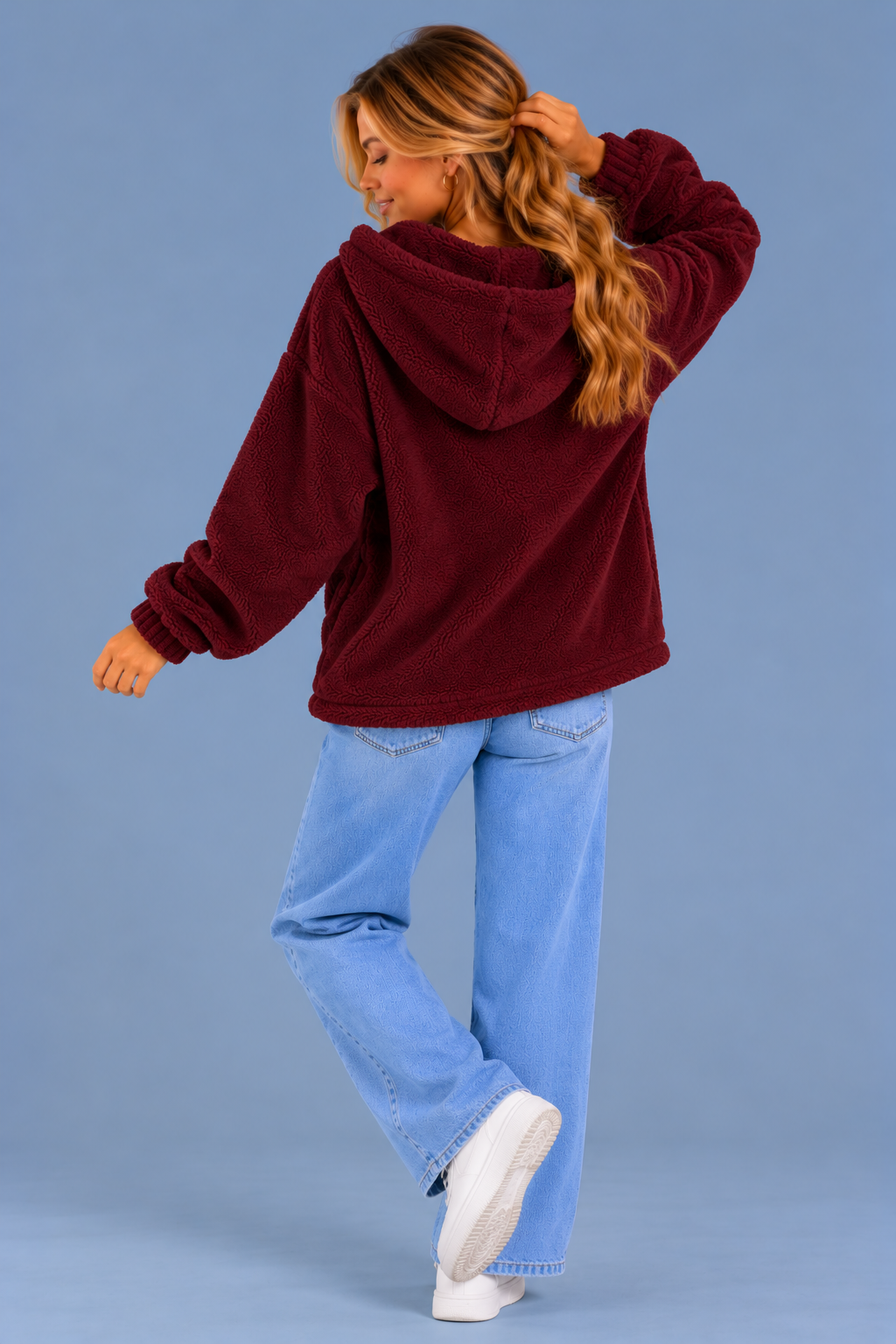 Women's Hooded Teddy Fleece Jacket – Longline Zip Up