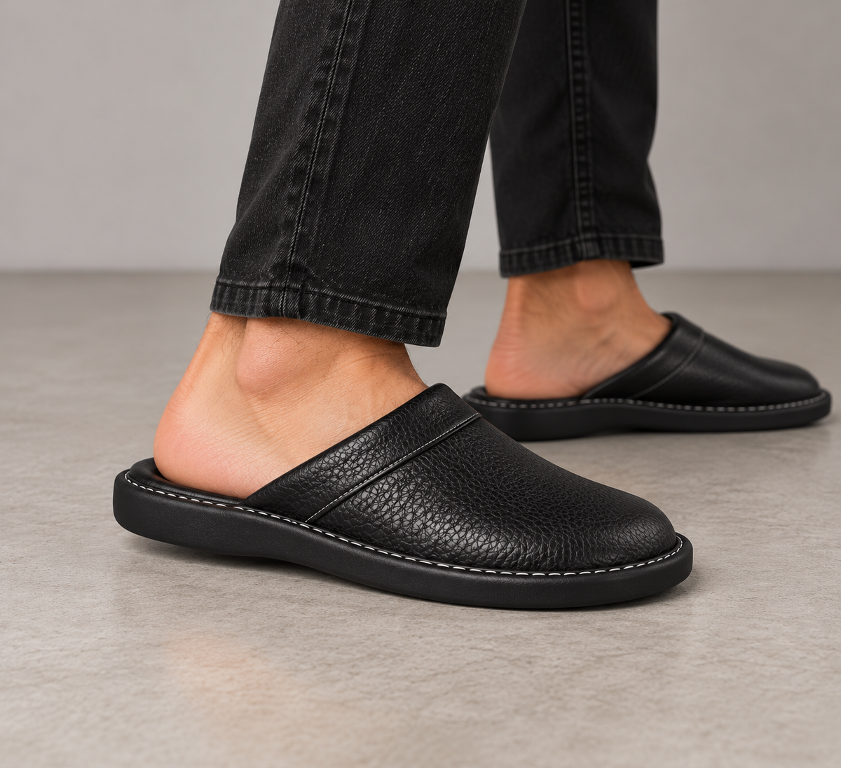 Men's Leather Slip On Slippers – Indoor Outdoor Style