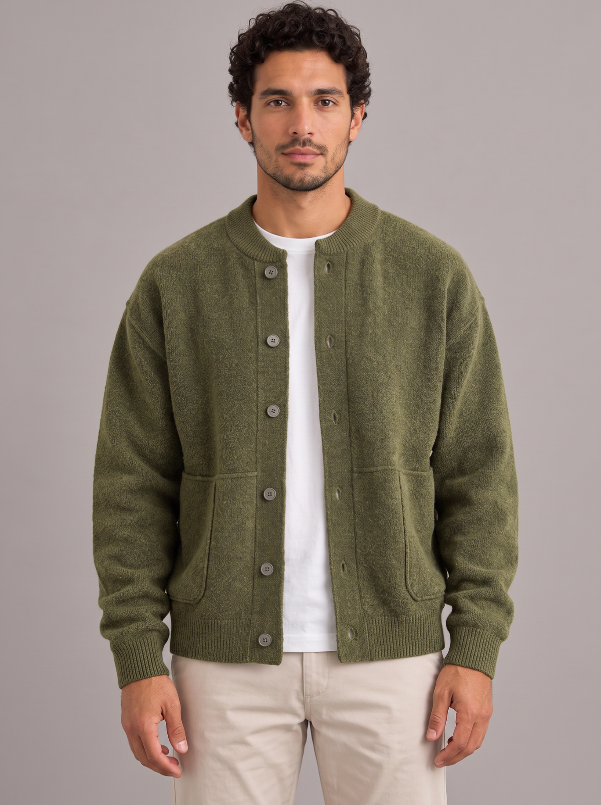 Men's Knitted Jacket – Button Cardigan with Pockets