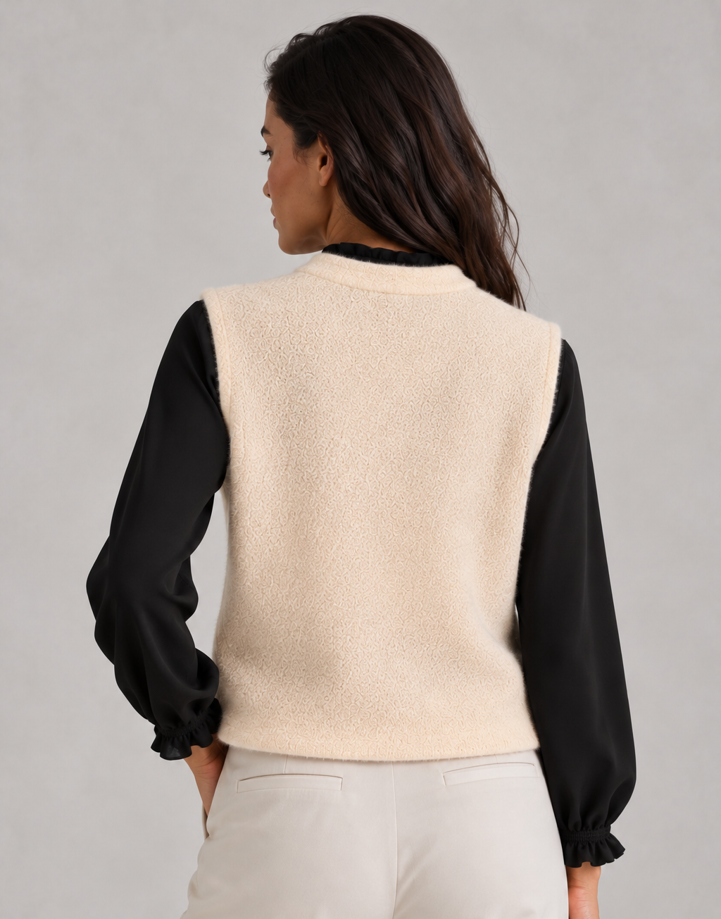 Women's Button Up Knitted Vest – Sleeveless Crew Neck