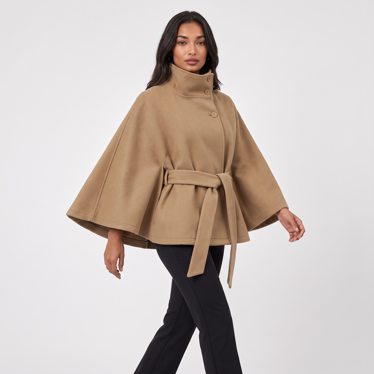 Women's Short Belted Cape Coat – view 2