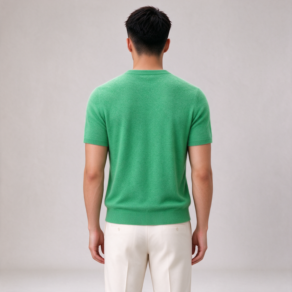 Men's Cashmere Tee – Soft Knit Crew Neck T-Shirt