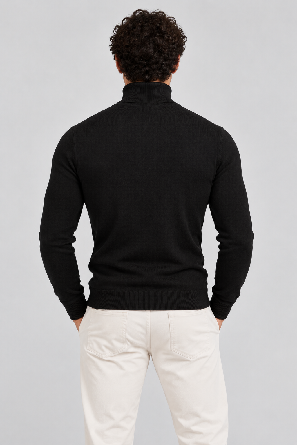 Men's Slim Fit Roll Neck Jumper – Stretch Knit Turtleneck Jumper