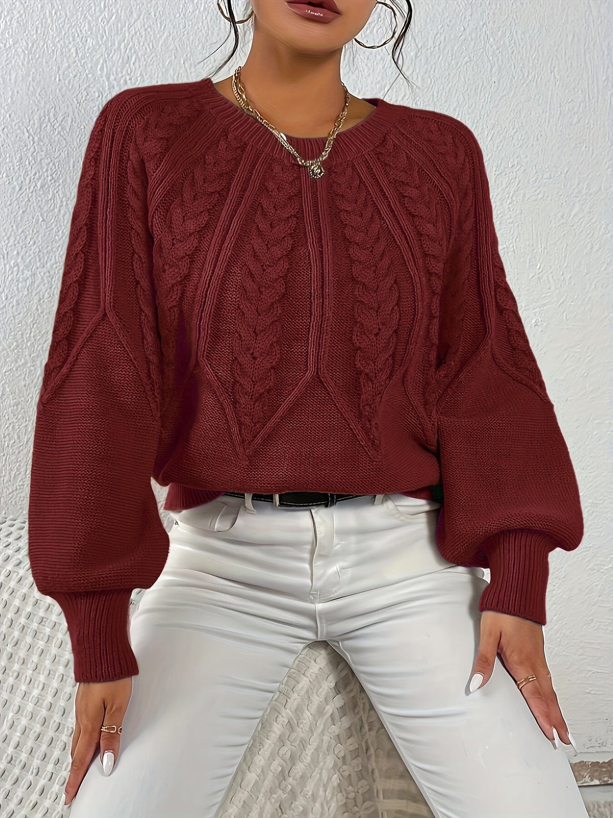 Women's Relaxed Cable Knit Sweater – view 15