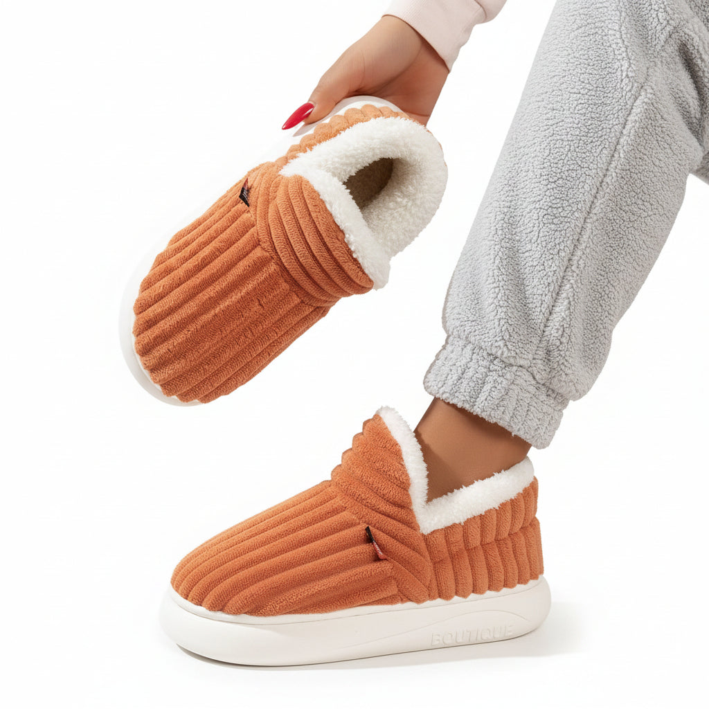 Orthopaedic Plush Winter Slippers in Orange