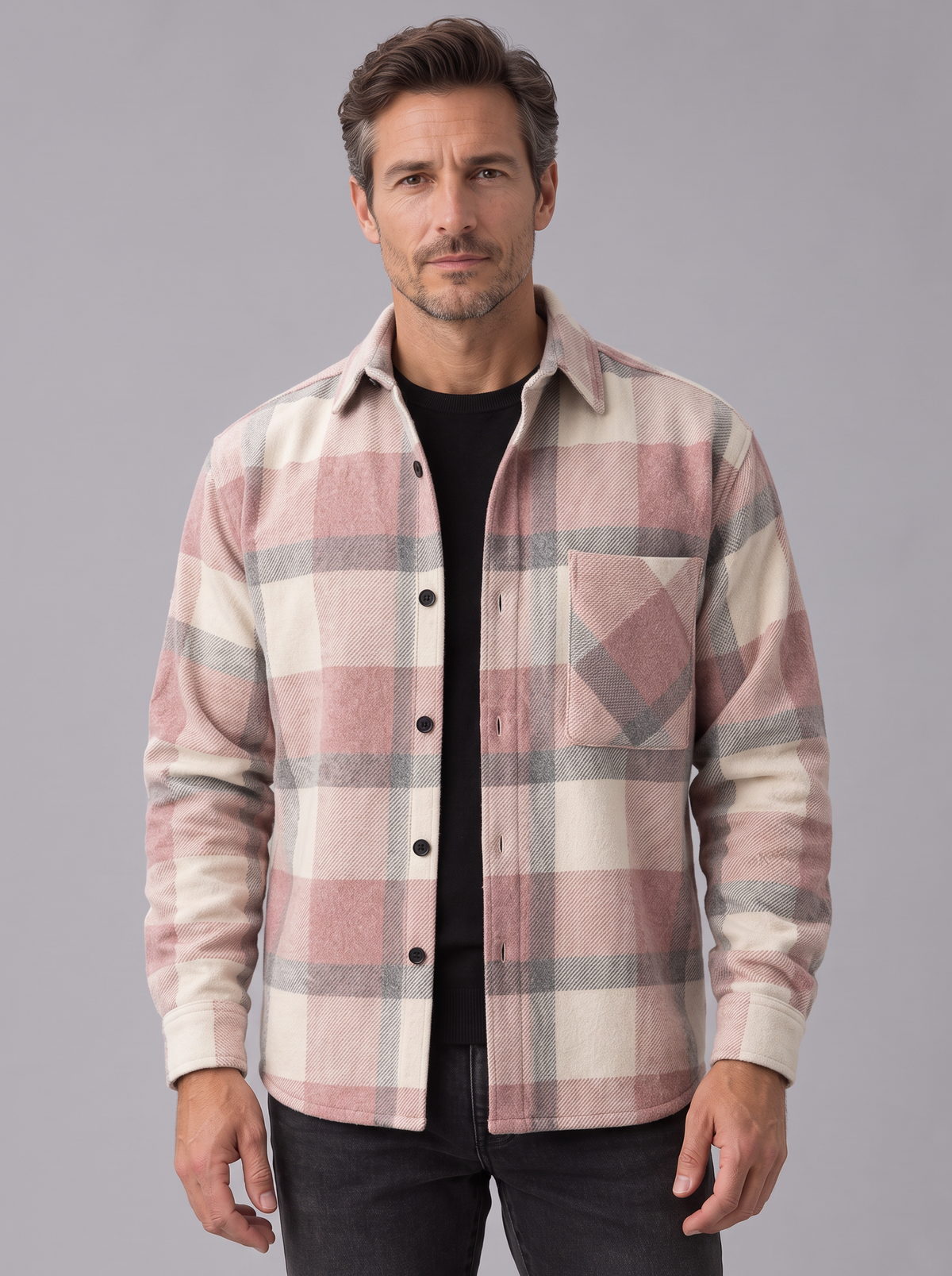 Men's Brushed Flannel Shacket – Check Overshirt