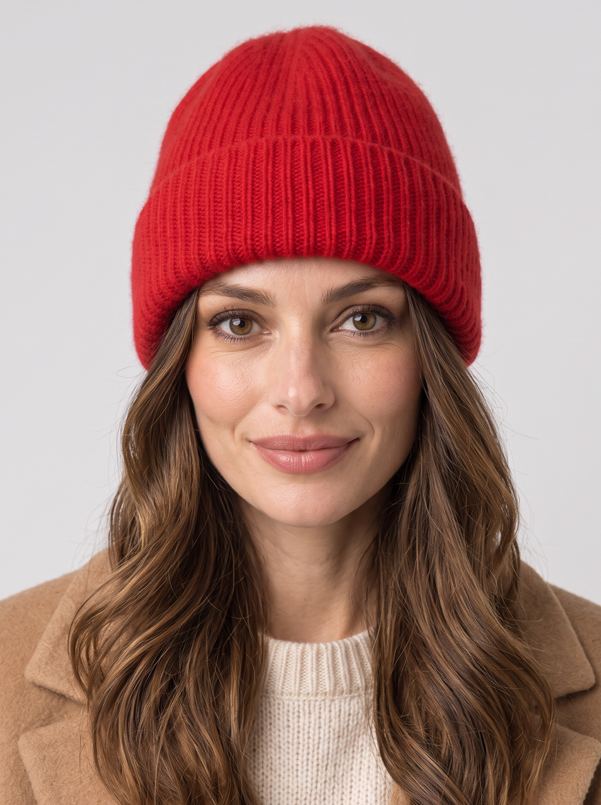 Women's Ribbed Turn Up Beanie – Cuffed Knit Winter Hat