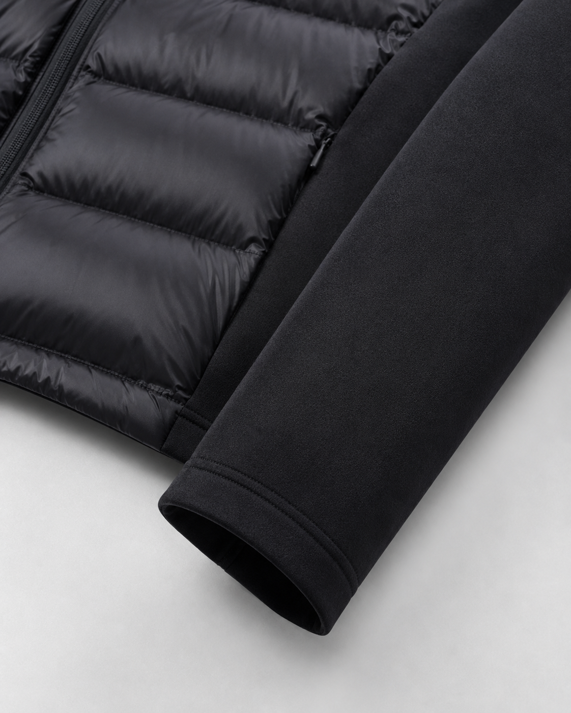 Women's Hooded Hybrid Puffer Jacket in Black – image 9