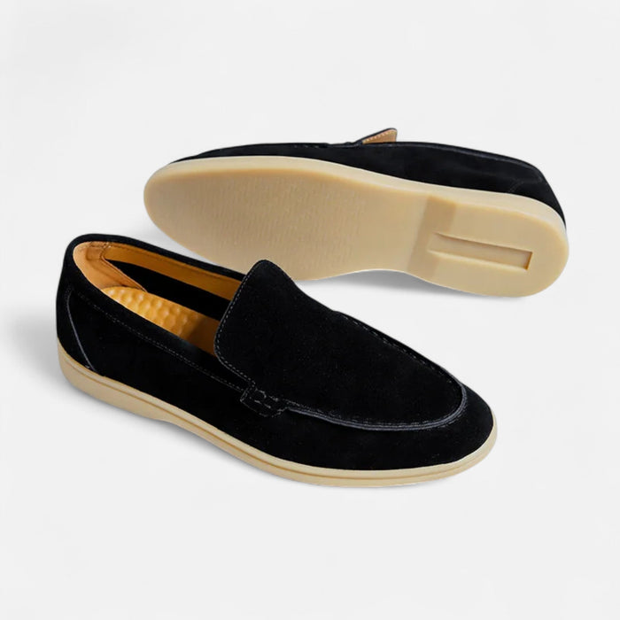 Men's Faux Suede Loafers in Black
