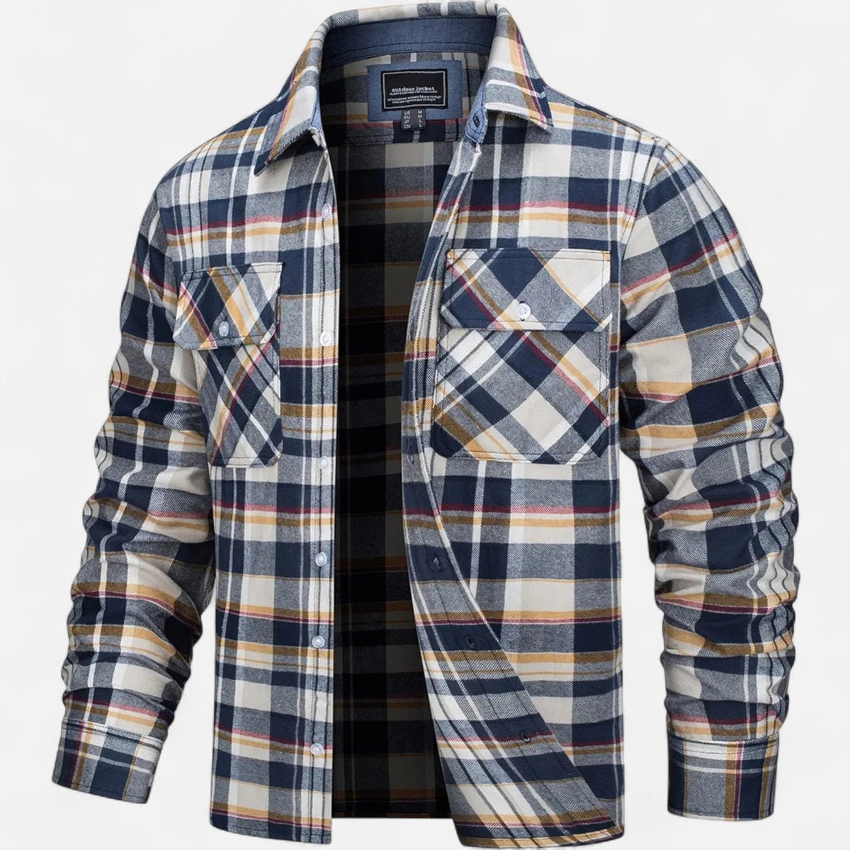 Men's Oversized Flannel Shirt Jacket in Blue