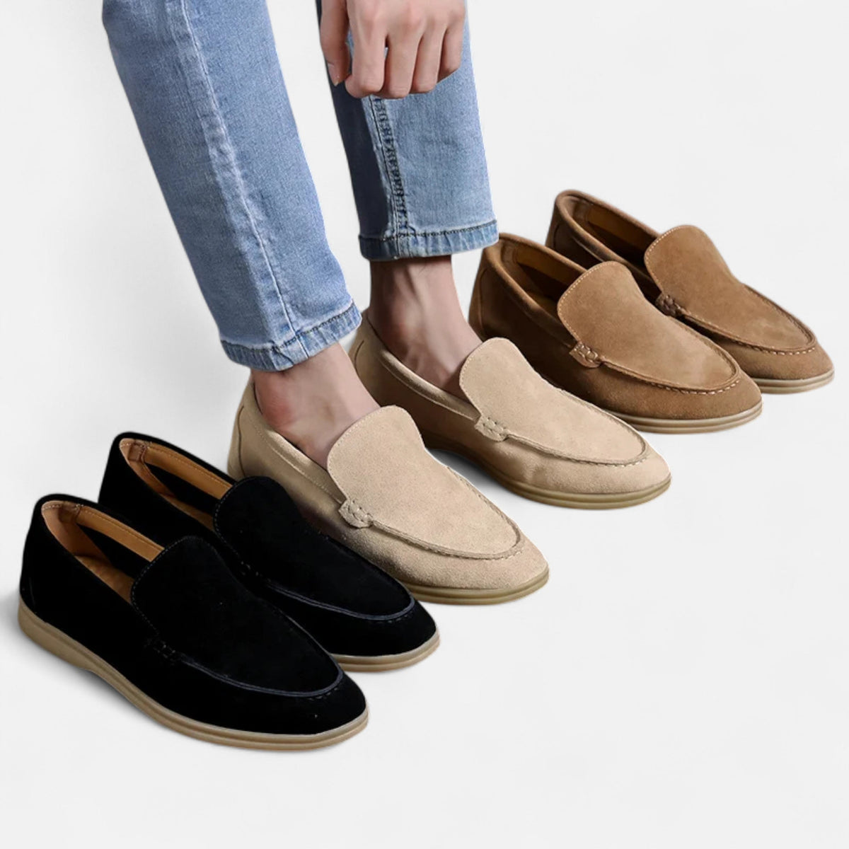 Men's Faux Suede Loafers in Brown – image 3