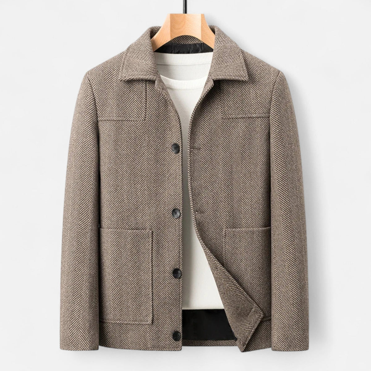 Men's Wool Blend Lapel Blazer in Khaki