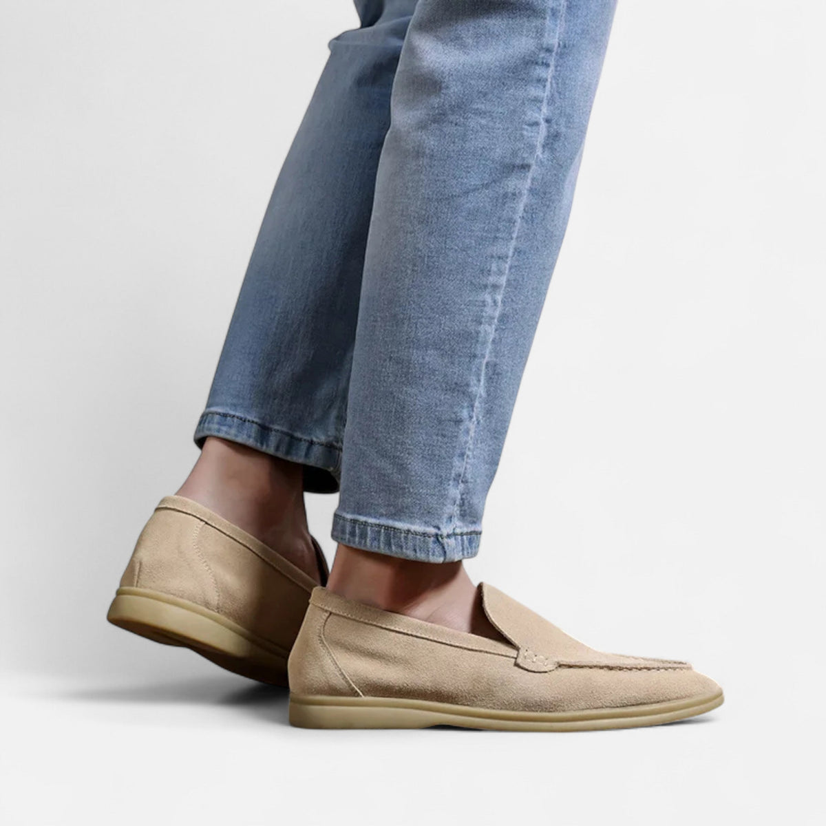 Men's Faux Suede Loafers in Beige – image 2