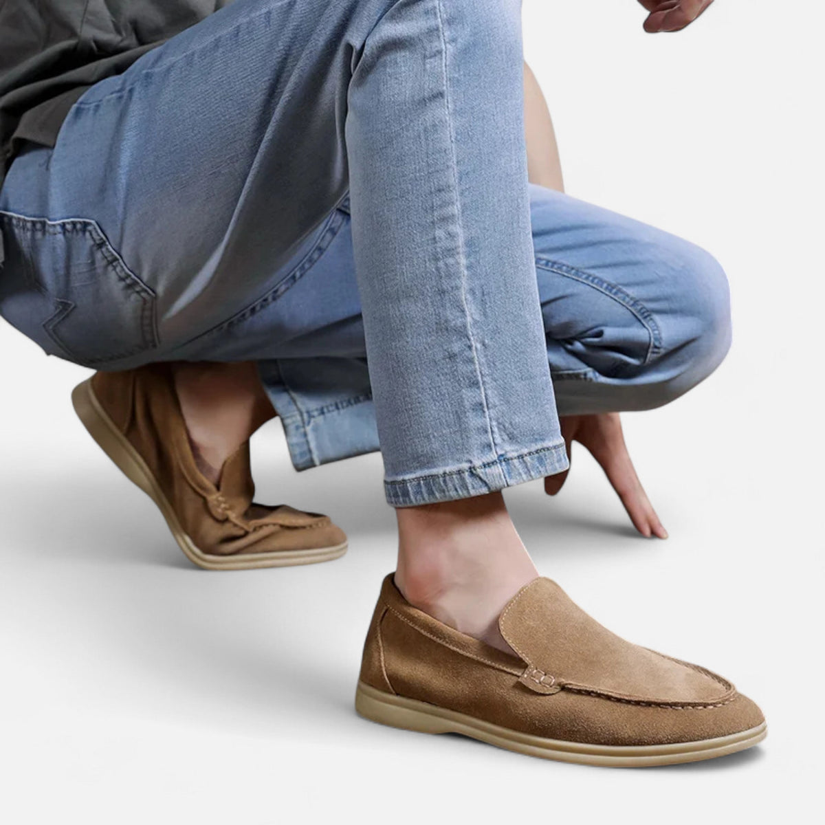 Men's Faux Suede Loafers in Brown – image 2