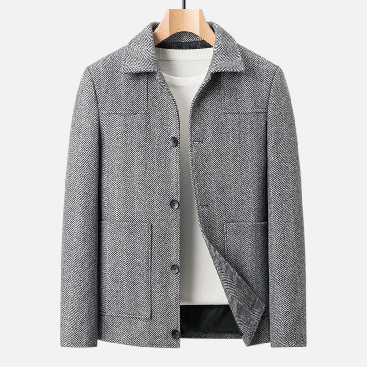 Men's Wool Blend Lapel Blazer in Grey