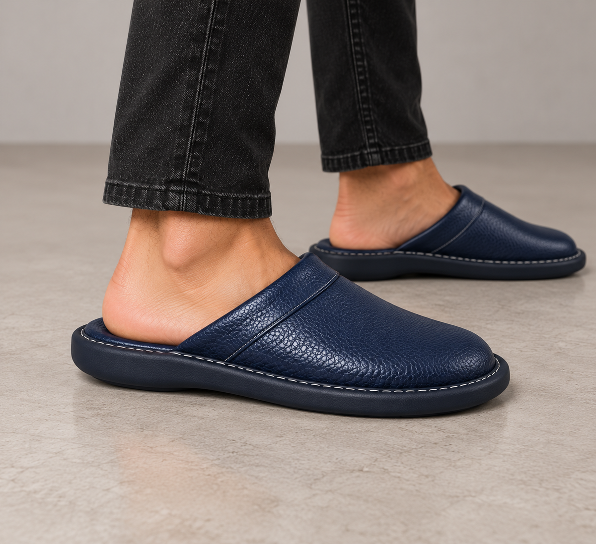 Men's Leather Slip On Slippers – Indoor Outdoor Style