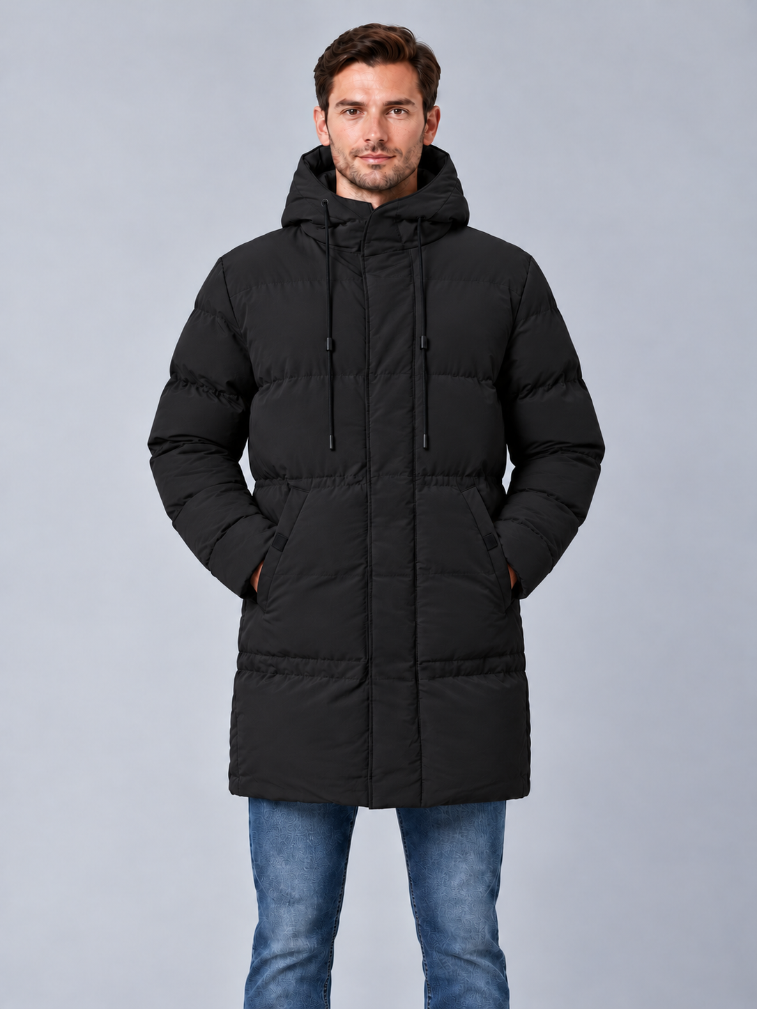 Men's Longline Hooded Parka – Insulated Winter Jacket