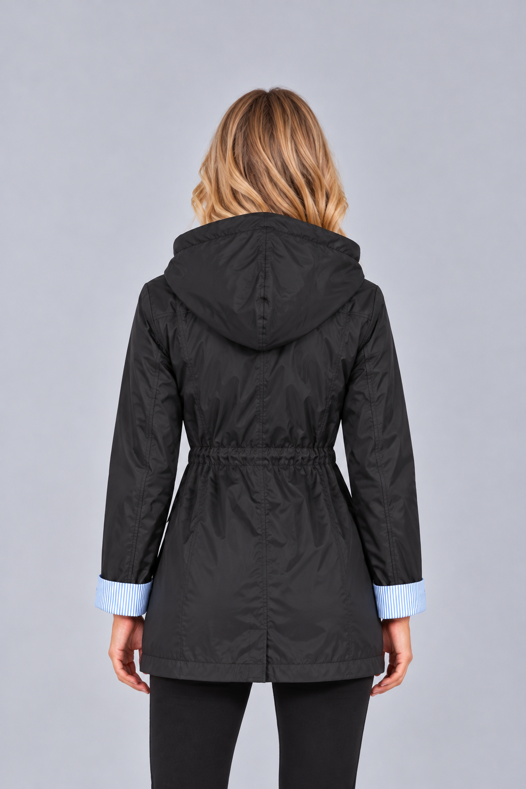 Women's Hooded Rain Jacket – Drawstring Waist Coat