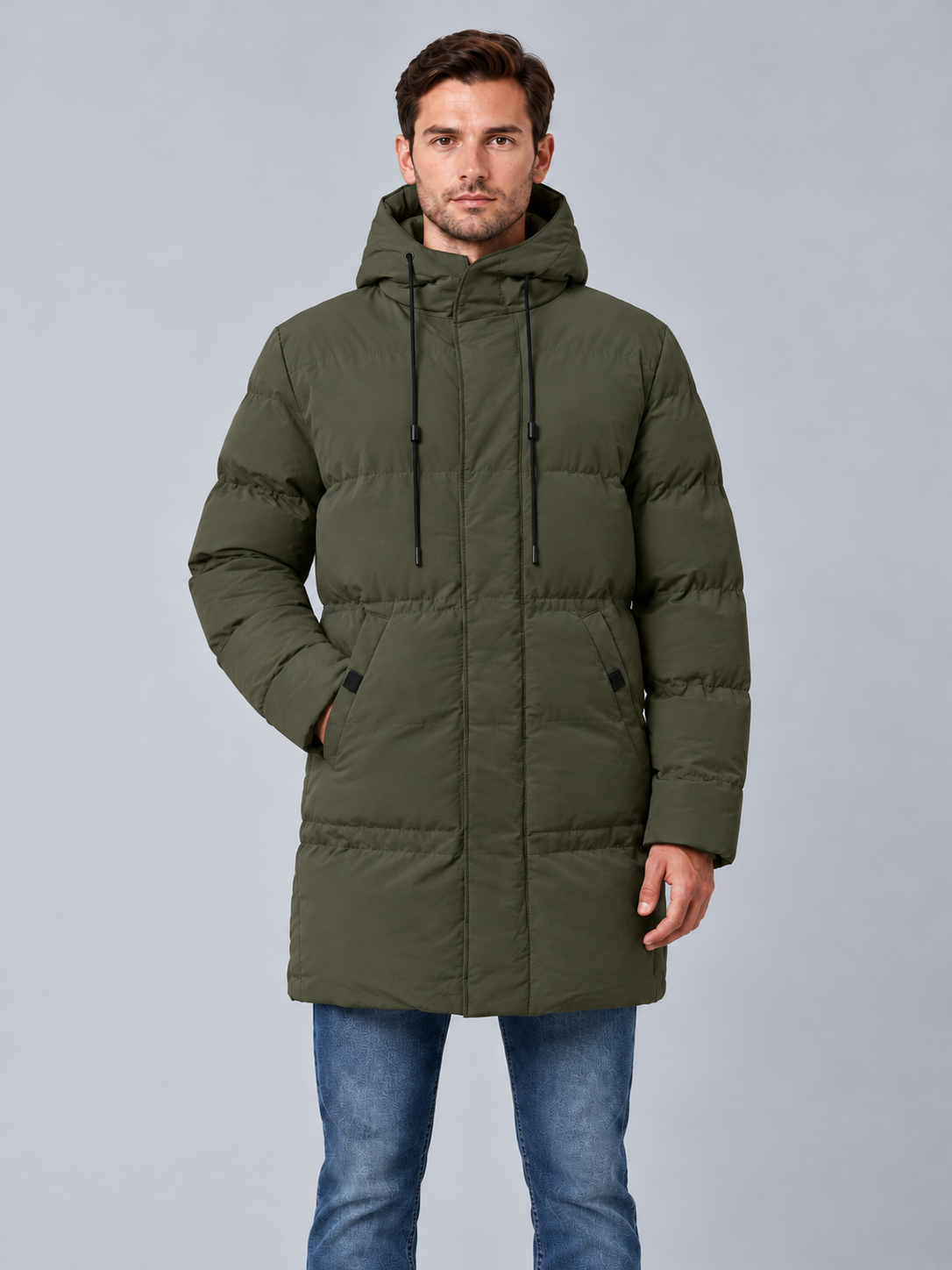 Men's Longline Hooded Parka – Insulated Winter Jacket