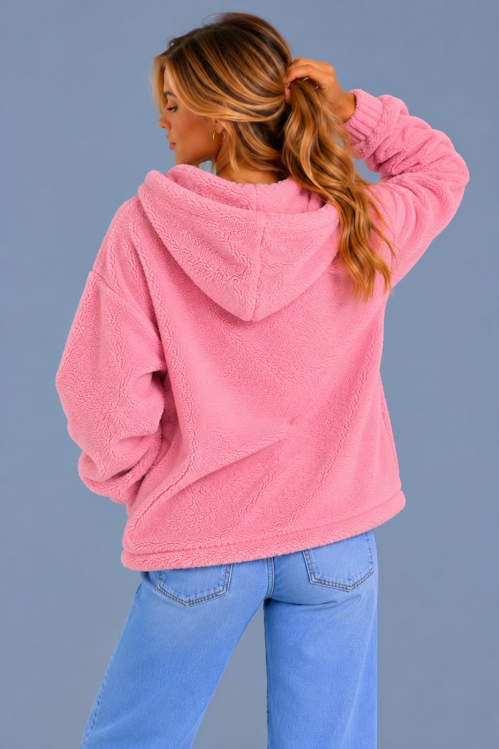 Women's Hooded Teddy Fleece Jacket – Longline Zip Up