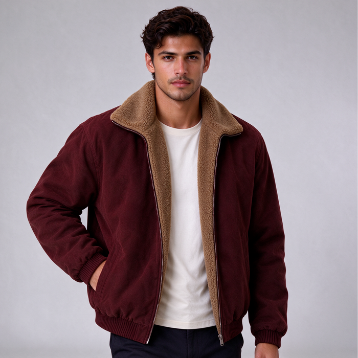 Men's Fleece Lined Bomber – High Neck Zip Jacket