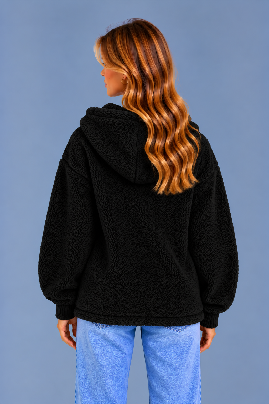 Women's Hooded Teddy Fleece Jacket – Longline Zip Up
