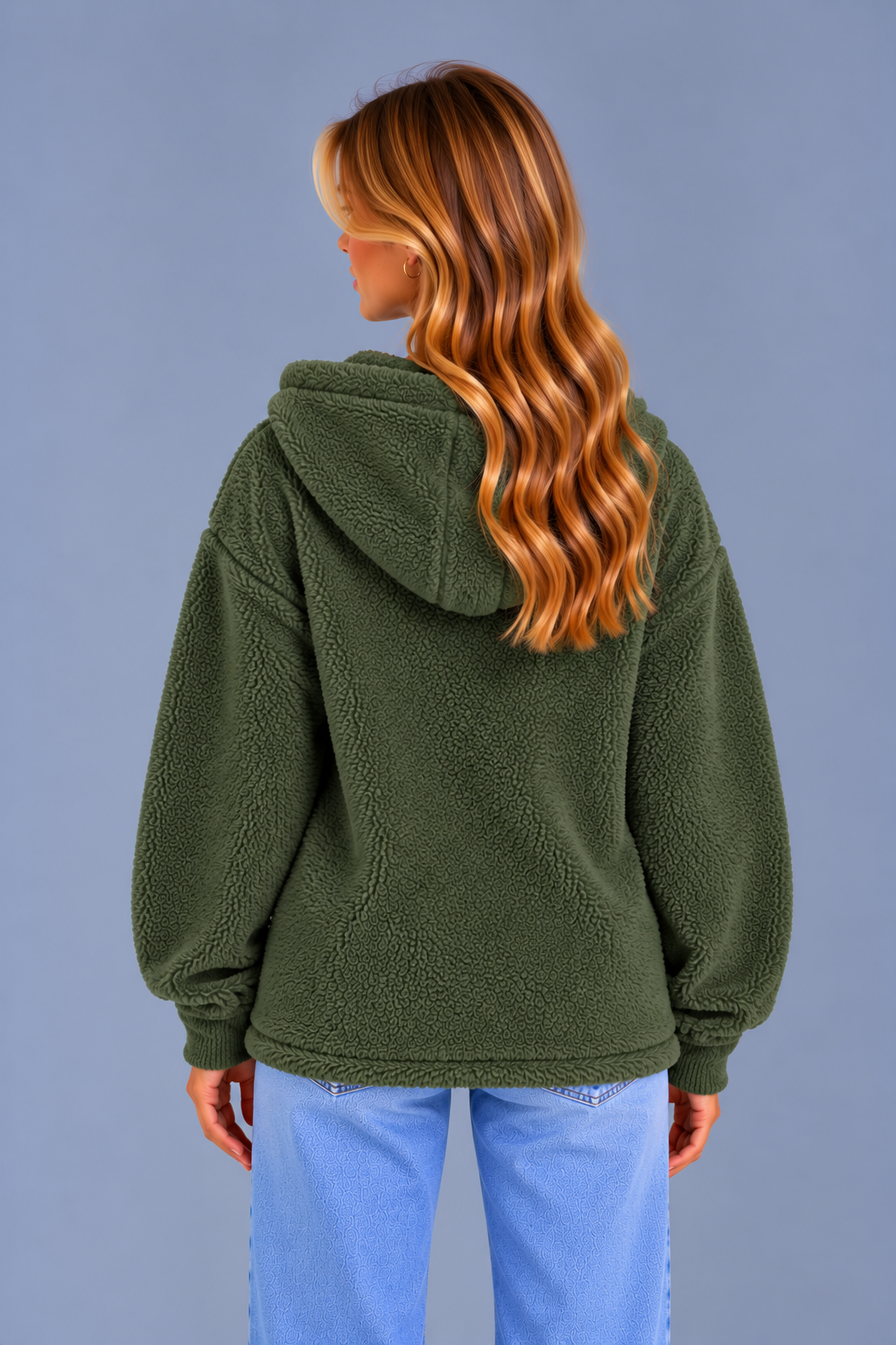 Women's Hooded Teddy Fleece Jacket – Longline Zip Up