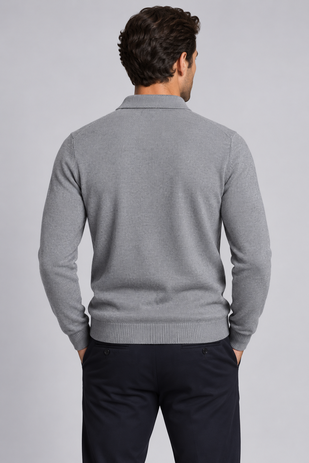 Men's Knitted Polo Jumper – Merino Wool & Cashmere Smart Jumper
