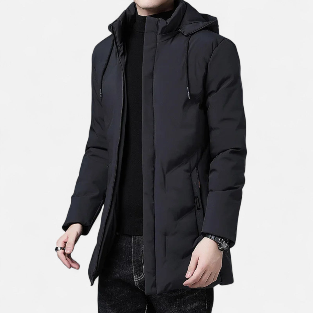 Men's Long Hooded Parka Coat – image 5