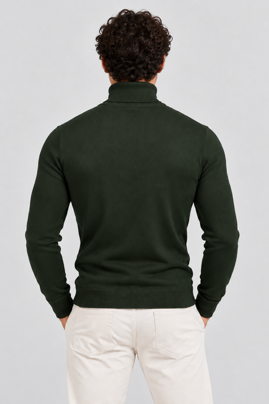 Men's Slim Fit Roll Neck Jumper – Stretch Knit Turtleneck Jumper