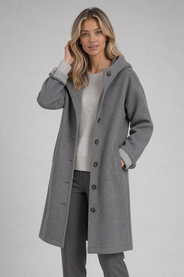 Women's Long Hooded Coat – Button Front Winter Layer
