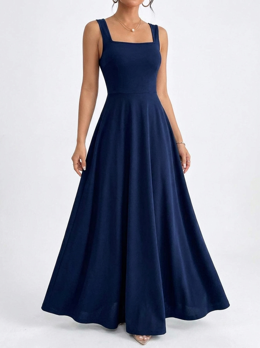 Covert Club sleeveless dress, navy blue, front view