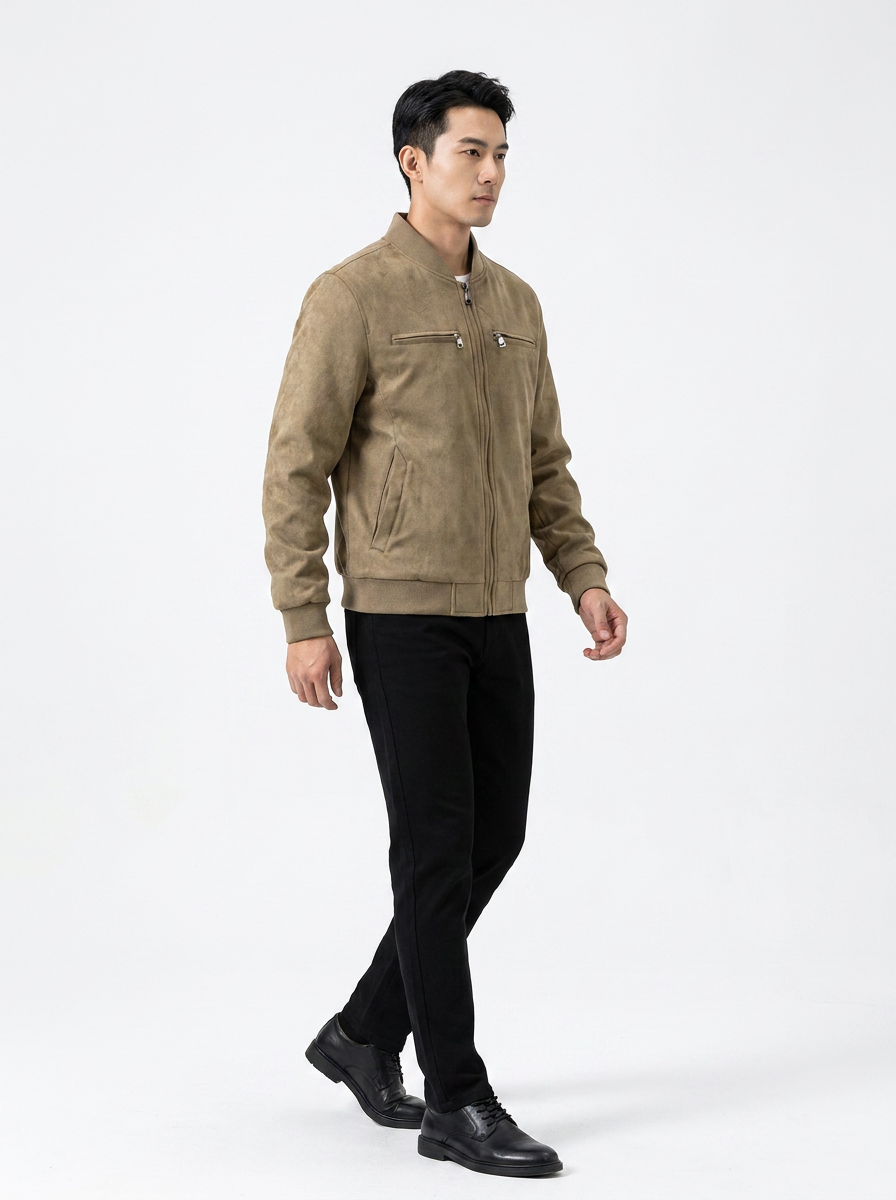 Covert Club suede jacket, three-quarter angle