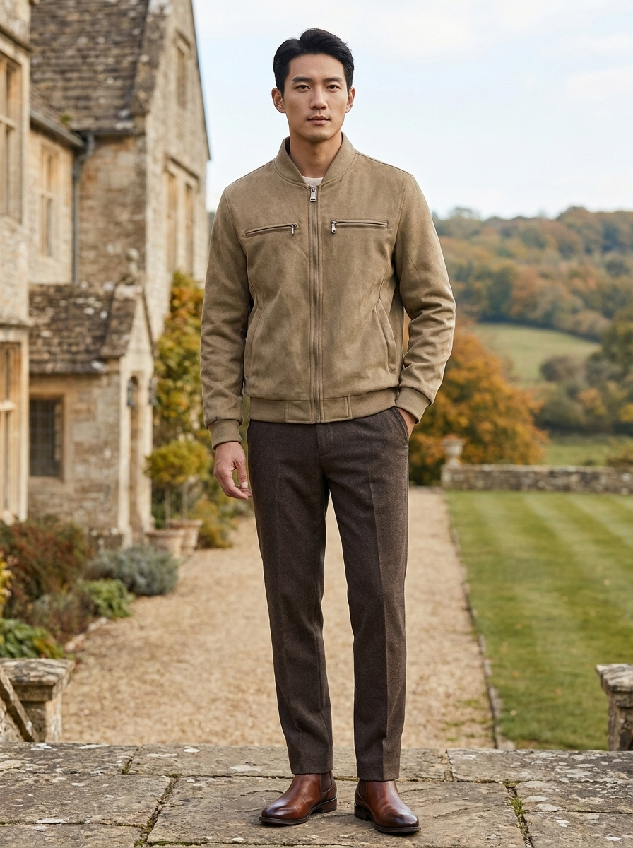 Covert Club suede jacket, lifestyle shot