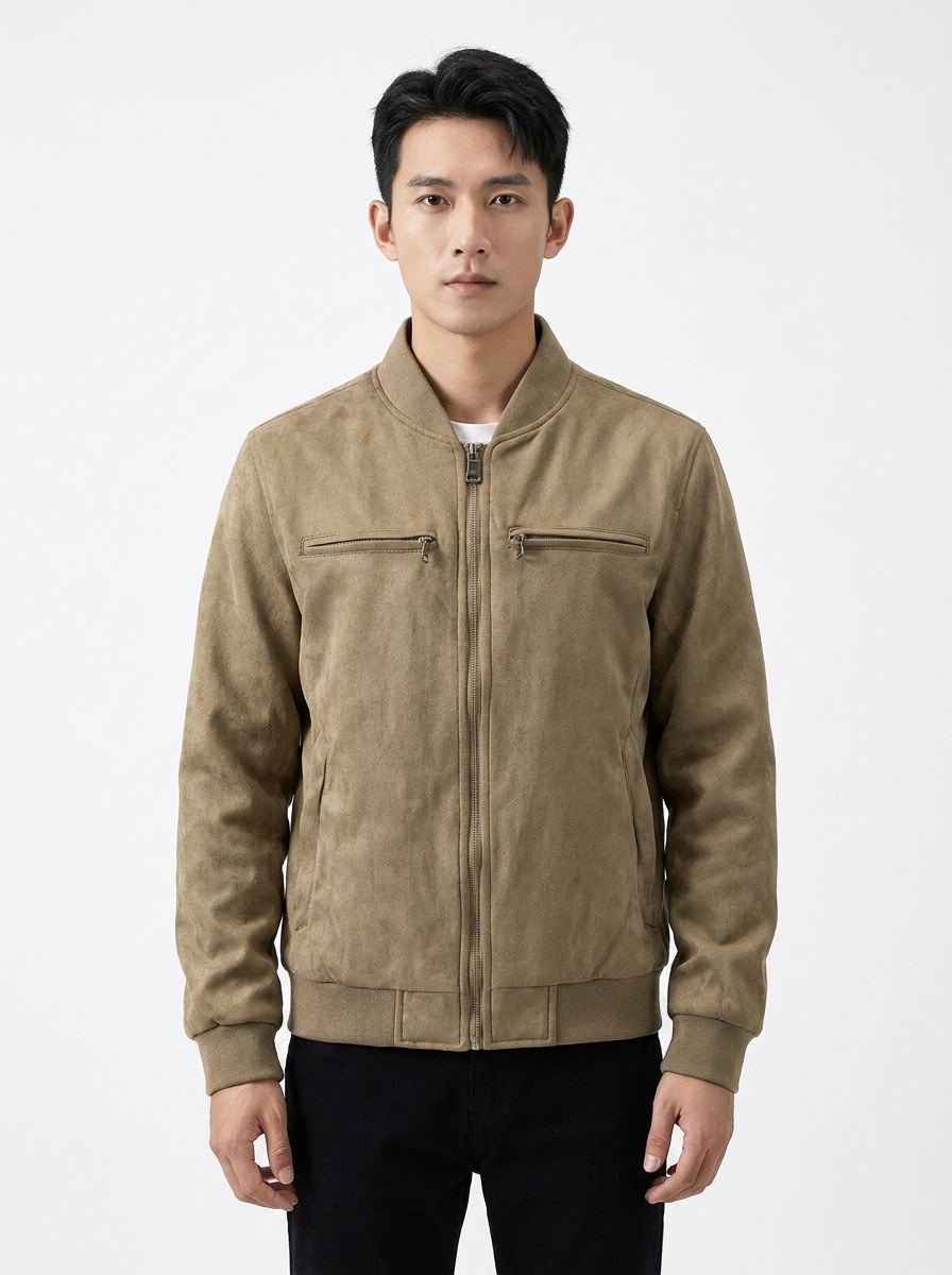 Covert Club suede jacket, front view