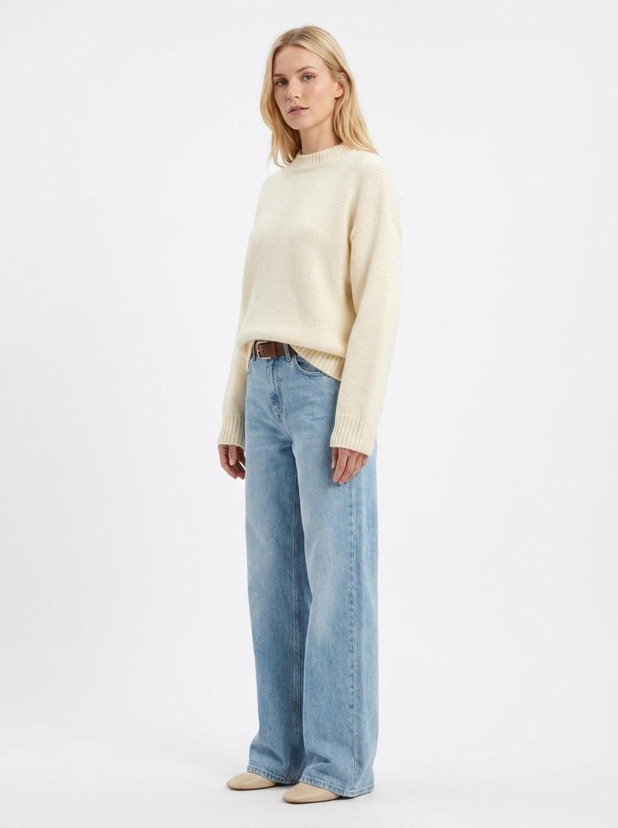 Covert Club Korean-style soft sweater, three-quarter angle