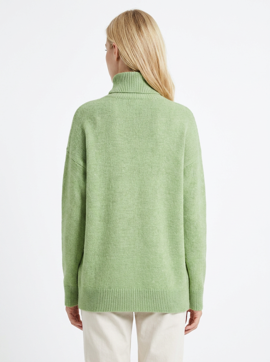 Covert Club lazy autumn turtleneck sweater, back view