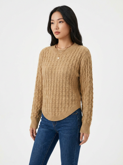 Covert Club pullover sweater, three-quarter angle