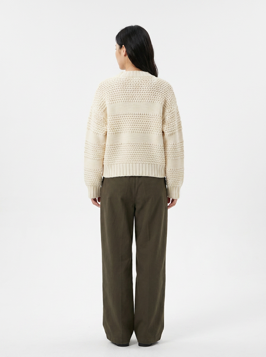 Covert Club chunky knit sweater, back view