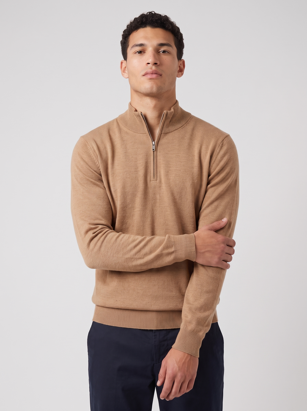 Men's Wool Half-Zip Sweater – Premium Knit Pullover