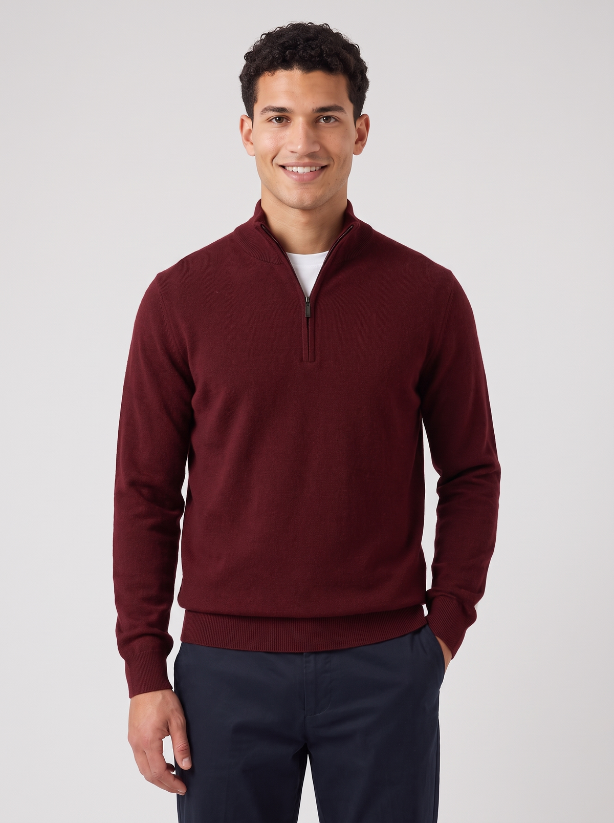 Men's Wool Half-Zip Sweater – Premium Knit Pullover