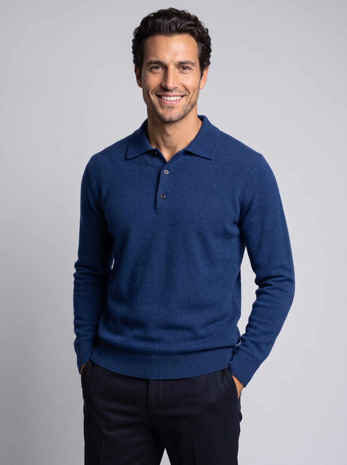 Men's Wool & Cashmere Polo Sweater – Premium Knitted Jumper