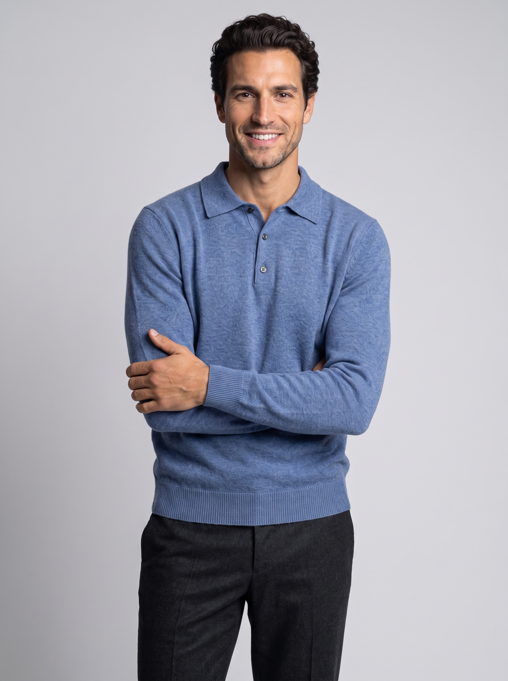Men's Wool & Cashmere Polo Sweater – Premium Knitted Jumper