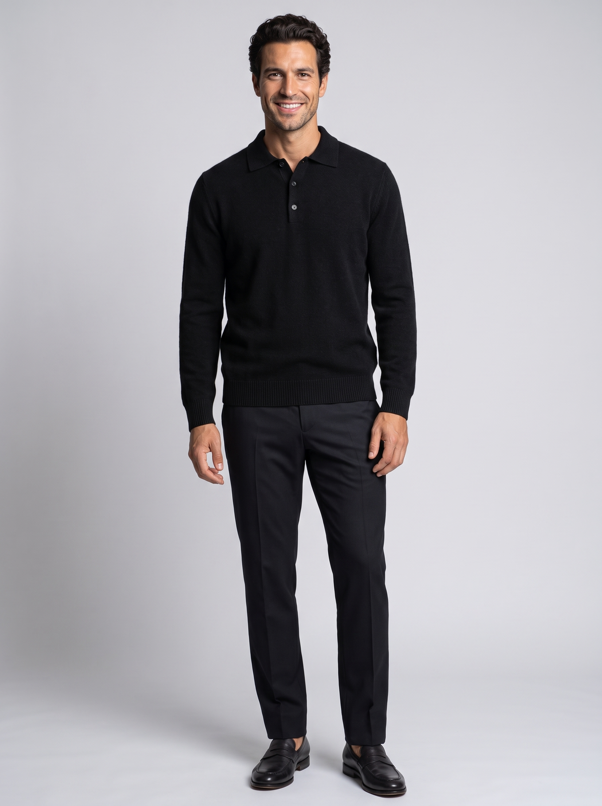 Men's Wool & Cashmere Polo Sweater – Premium Knitted Jumper