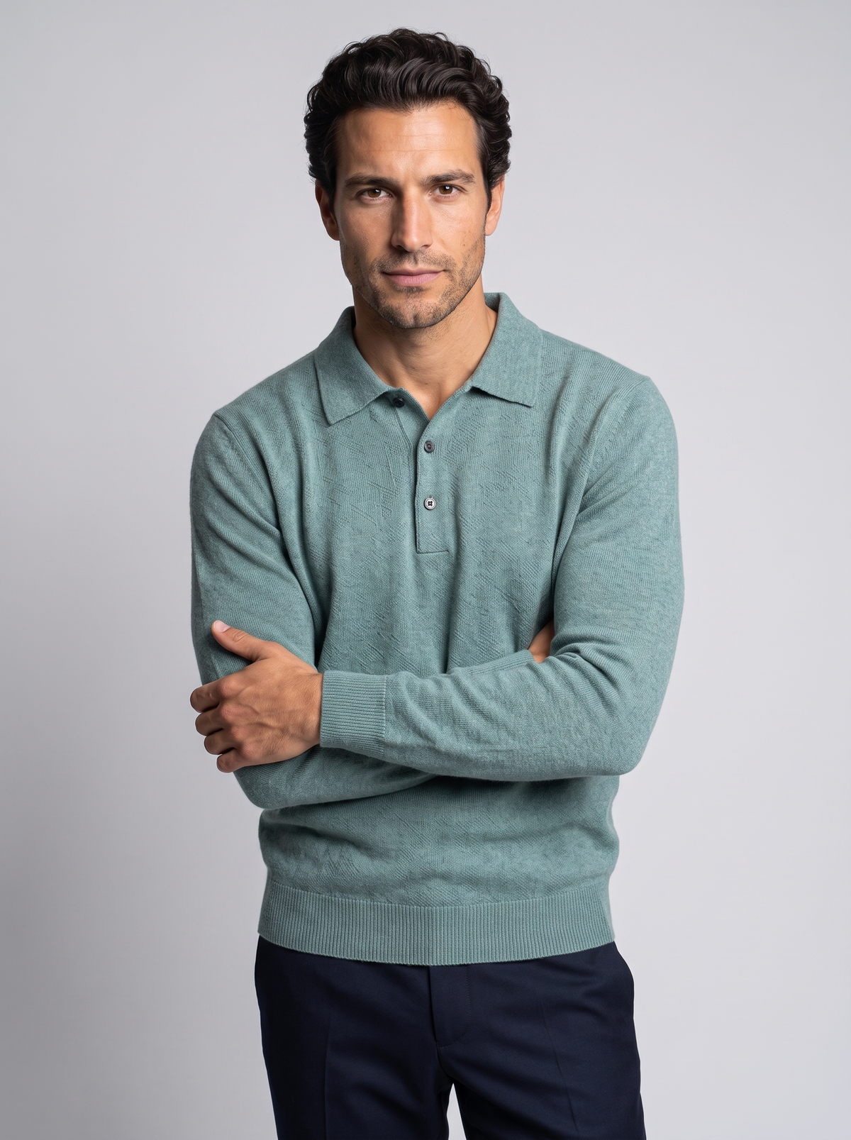 Men's Wool & Cashmere Polo Sweater – Premium Knitted Jumper