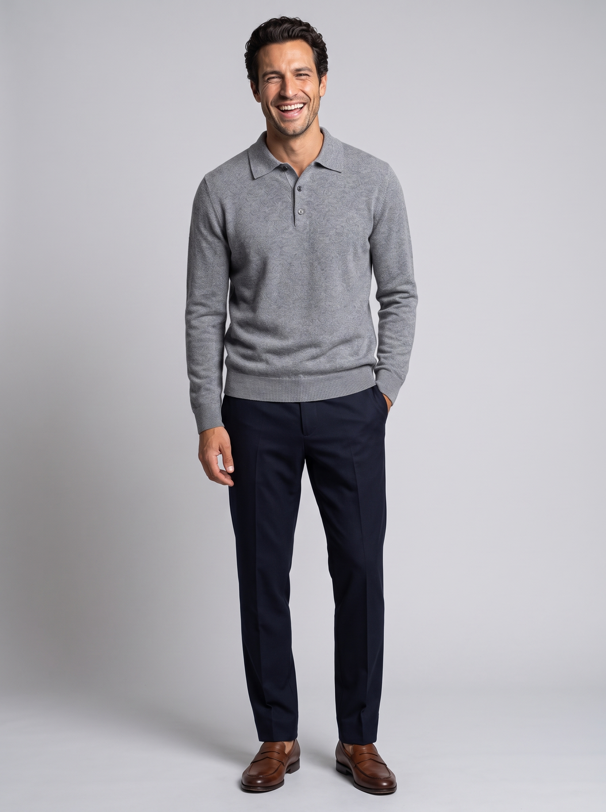 Men's Wool & Cashmere Polo Sweater – Premium Knitted Jumper